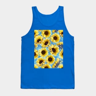 Dreamy Sunflowers on Blue Tank Top